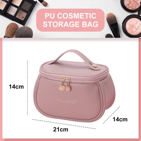 Makeup Bag, Portable Cosmetic Bag Organizer, Water-resistant PU Leather Travel toiletry bag. - Image 6