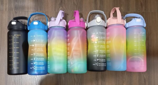 3pcs Motivational Water Bottle With Straw Sports Water Bottles Set. - Image 5