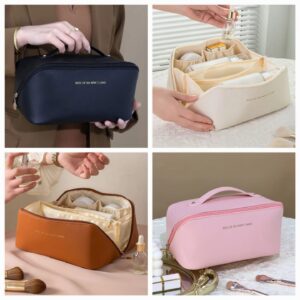 Leather Cosmetic Pouch. (Black, brown & White) Available Colours.