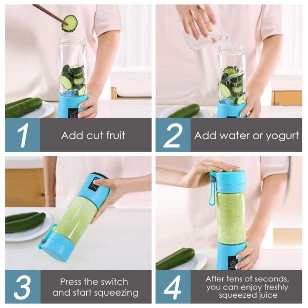 Mini Juicer Cup USB Rechargeable Portable Electric Fruit Juicer Smoothie Maker. (Color Depend on Availability). - Image 2