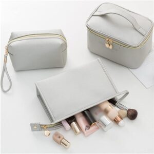 Leather 3Pcs Pouch Set. (Pink, Golden & Silver) Available Colours.