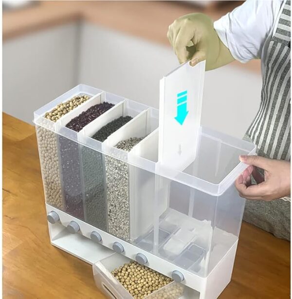 10KG Food container Wall Mount Divided Rice Cereal Dispenser - Image 8