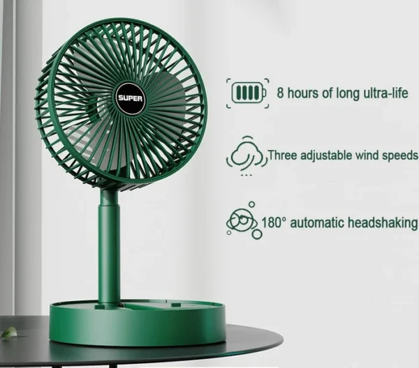 A USB rechargeable mini fan that is foldable and portable, featuring a telescopic design - Image 2