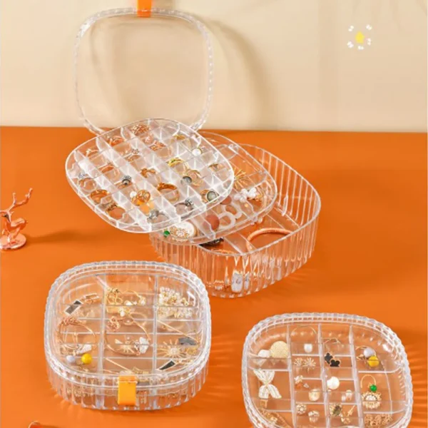 Elegant Transparent Crystal Portable Jewellery Box, Single Layer - Image 7