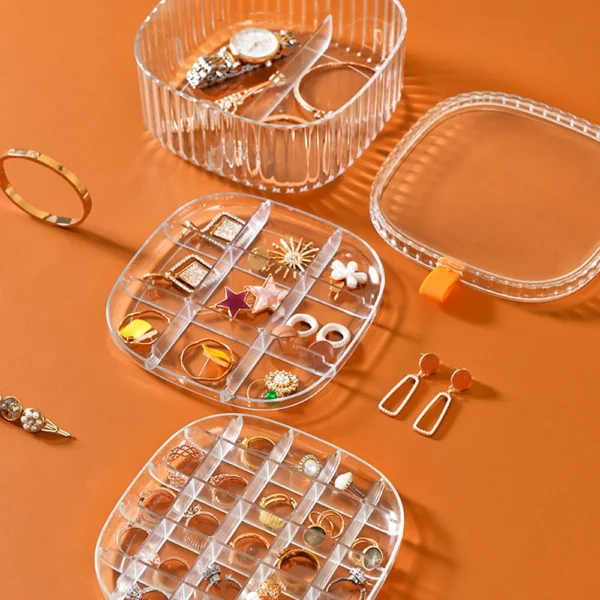 Elegant Transparent Crystal Portable Jewellery Box, 3 Layer - Image 4