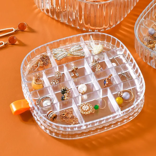 Elegant Transparent Crystal Portable Jewellery Box, Single Layer - Image 3