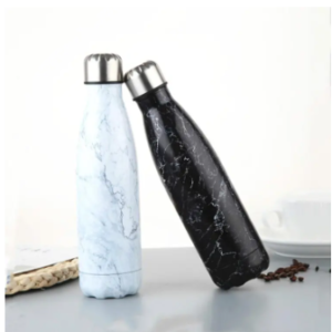 Water Bottle Stainless Steel Sports Vacuum Insulated Thermal Outdoor Cold Hot Cup Creative Mug Marble Bottle Cover 500ML