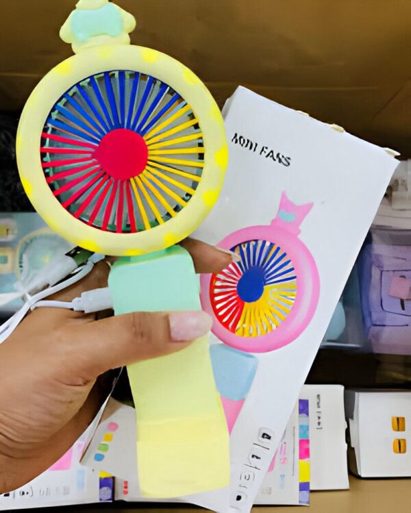 Rechargeable Handy 🌈 Sharp Lightening Effect Fan with 2 Speed Control (Mix/Random colour) - Image 4