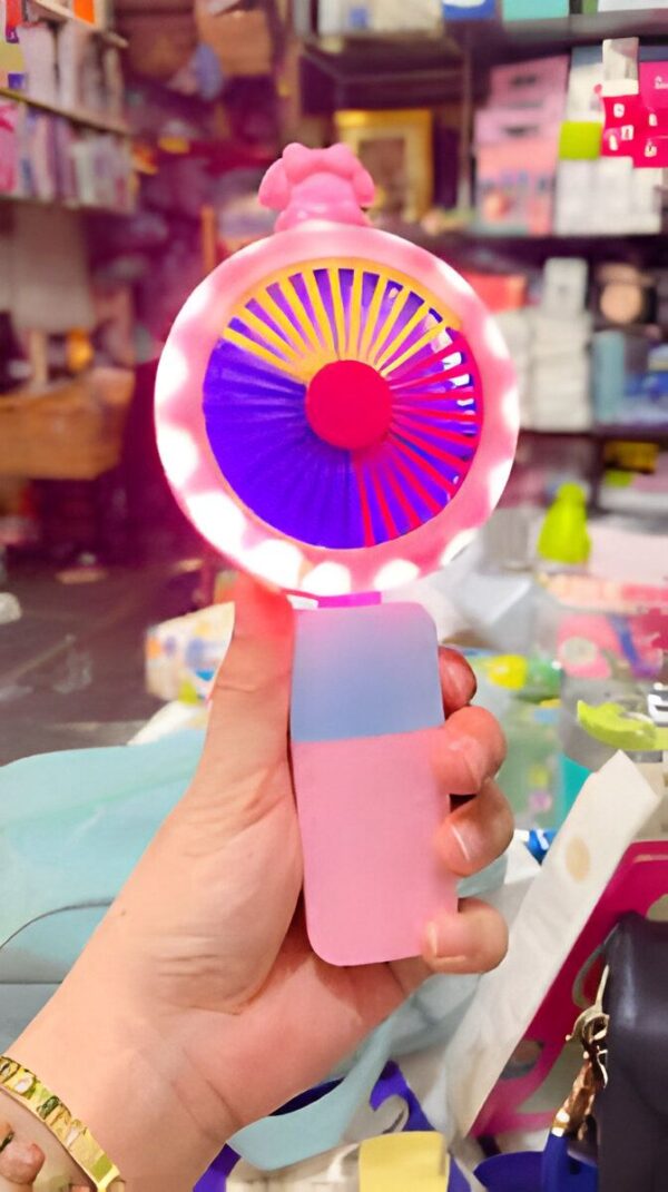 Rechargeable Handy 🌈 Sharp Lightening Effect Fan with 2 Speed Control (Mix/Random colour) - Image 3