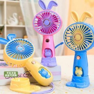 Rechargeable Mini Handy Rabbit Style Fan with 3 Speed Settings