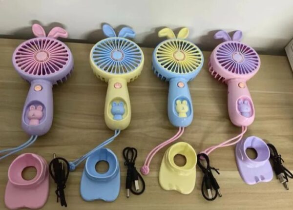 Rechargeable Mini Handy Rabbit Style Fan with 3 Speed Settings - Image 4