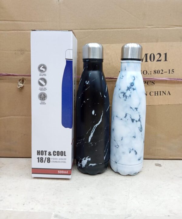 Water Bottle Stainless Steel Sports Vacuum Insulated Thermal Outdoor Cold Hot Cup Creative Mug Marble Bottle Cover 500ML