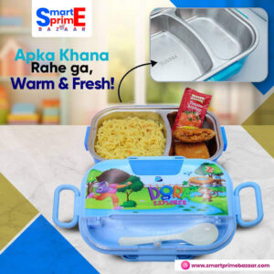 Smart Double Story Lunch Box (with Spoon Inside) For School 100% Orignal stainless steel.