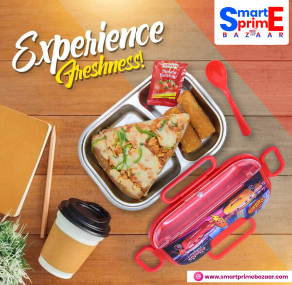 Smart Double Story Lunch Box (with Spoon Inside) For School 100% Orignal stainless steel.