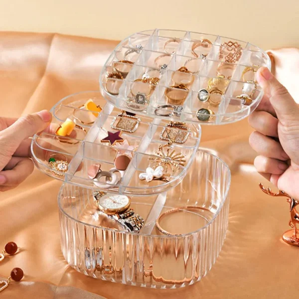 Elegant Transparent Crystal Portable Jewellery Box, Single Layer - Image 5