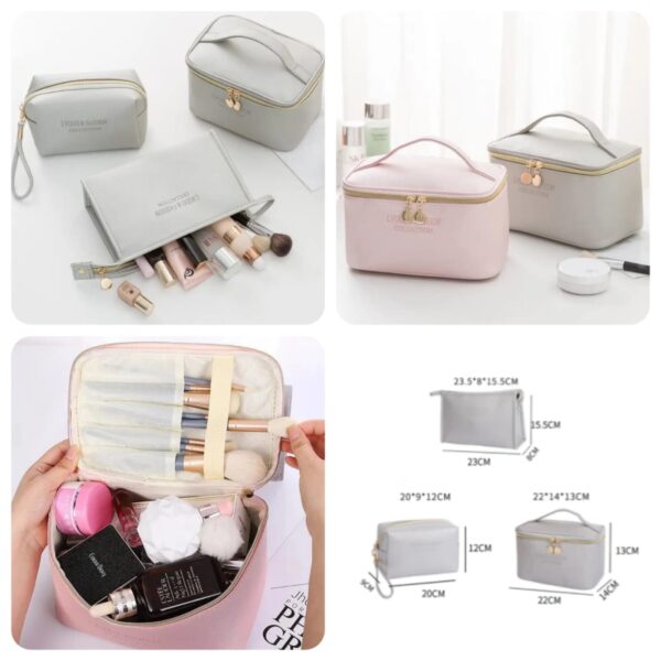 Leather 3Pcs Pouch Set. (Pink, Golden & Silver) Available Colours.