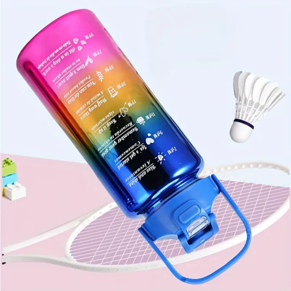 3pcs Gradient Portable Water Bottle Set with Straw - Leakproof- Perfect for Outdoor Activities & Running - BPA Free & Durable. - Image 2