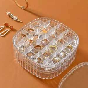 Elegant Transparent Crystal Portable Jewellery Box, Single Layer