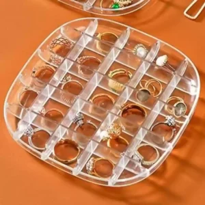 Elegant Transparent Crystal Portable Jewellery Box, 3 Layer