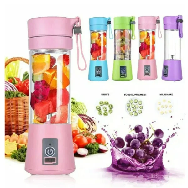 Mini Juicer Cup USB Rechargeable Portable Electric Fruit Juicer Smoothie Maker. (Color Depend on Availability).