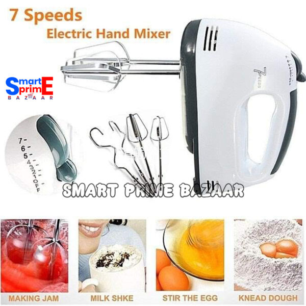 Scarlet Electrical Hand Mixer and Egg Beater, 7-Speed Stainless Steel - Image 8