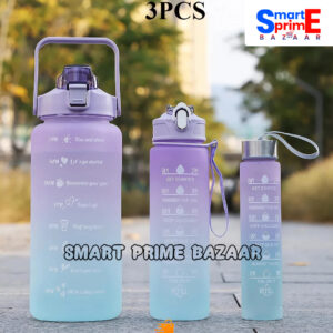 2 Colour 3Pcs Set Water Bottle with Straw, Sports Water Bottles with Handle, Leak Proof, BPA Free for Gym Fitness Outdoor Sports.