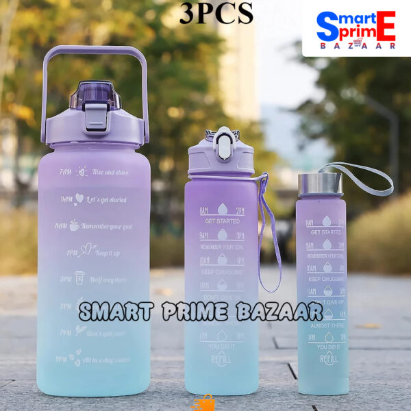 2 Colour 3Pcs Set Water Bottle with Straw, Sports Water Bottles with Handle, Leak Proof, BPA Free for Gym Fitness Outdoor Sports. - Image 2