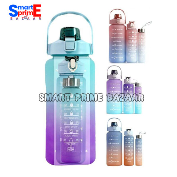 2 Colour 3Pcs Set Water Bottle with Straw, Sports Water Bottles with Handle, Leak Proof, BPA Free for Gym Fitness Outdoor Sports.