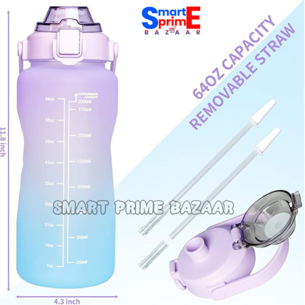 2 Colour 3Pcs Set Water Bottle with Straw, Sports Water Bottles with Handle, Leak Proof, BPA Free for Gym Fitness Outdoor Sports. - Image 4