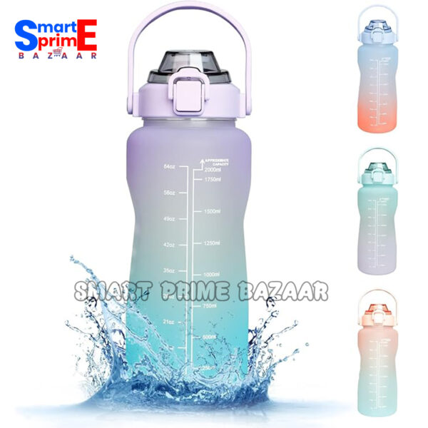 2 Colour 3Pcs Set Water Bottle with Straw, Sports Water Bottles with Handle, Leak Proof, BPA Free for Gym Fitness Outdoor Sports. - Image 6