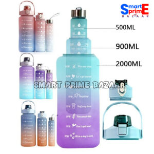 2 Colour 3Pcs Set Water Bottle with Straw, Sports Water Bottles with Handle, Leak Proof, BPA Free for Gym Fitness Outdoor Sports.