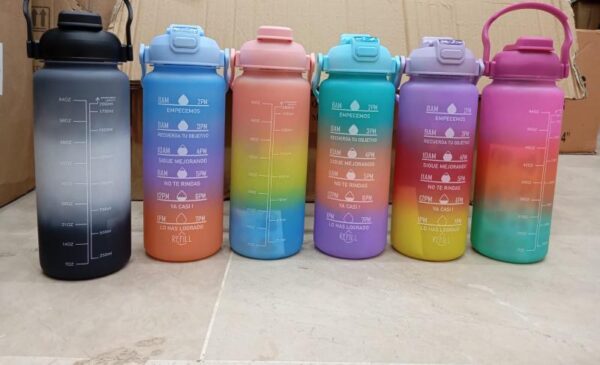 High Quality 3PCS Motivational Water Bottle Set With Stickers & Straws.