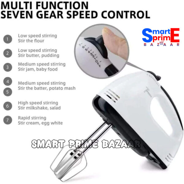 Scarlet Electrical Hand Mixer and Egg Beater, 7-Speed Stainless Steel - Image 3