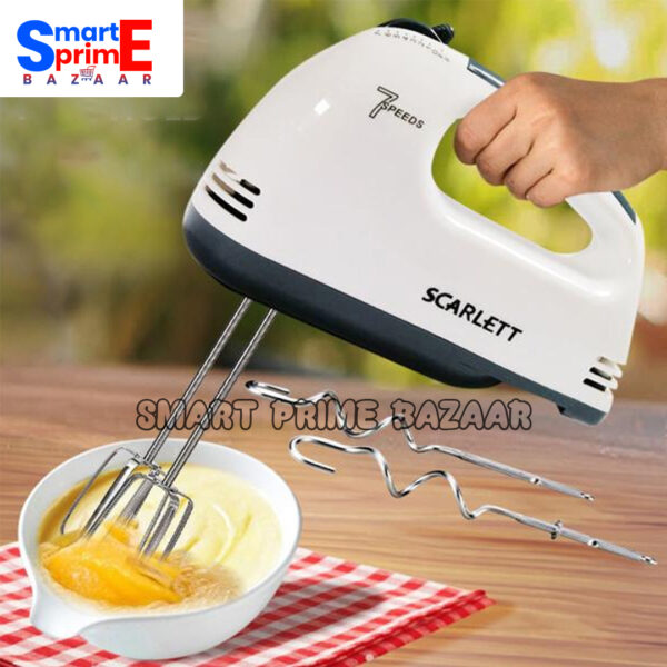 Scarlet Electrical Hand Mixer and Egg Beater, 7-Speed Stainless Steel - Image 6