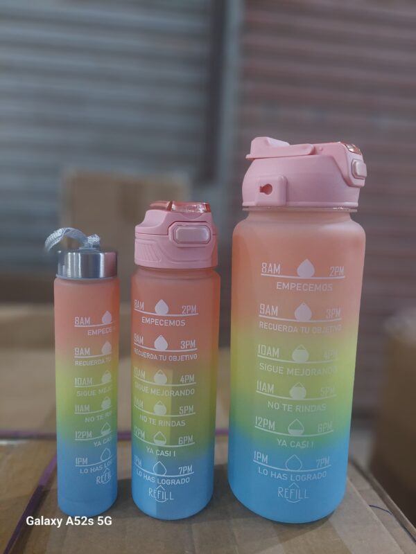 High Quality 3PCS Motivational Water Bottle Set With Stickers & Straws. - Image 6