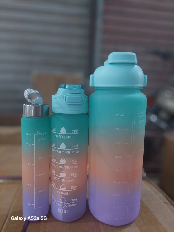 High Quality 3PCS Motivational Water Bottle Set With Stickers & Straws. - Image 3