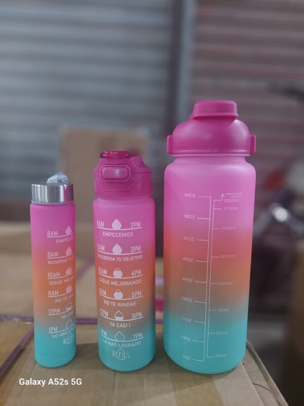 High Quality 3PCS Motivational Water Bottle Set With Stickers & Straws. - Image 5